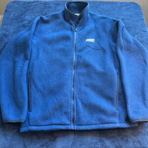 LL Bean Mens S Blue Full Zip Fleece Jacket Classic Outdoor Coat
